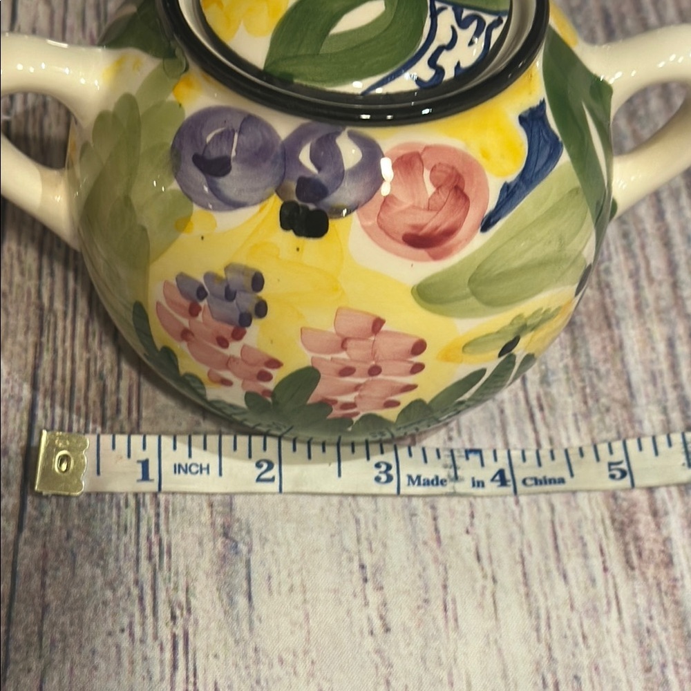 FAVANOL Hand Painted in Portugal Floral Ceramic Serving Bowl & Cream & Sugar Set - Picture 12 of 17